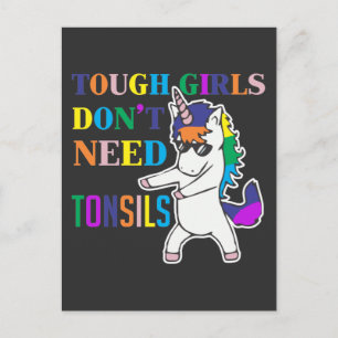 Carte Postale Chirurgie d'enlèvement de tonsil mou Unicorn Girl 