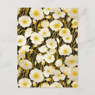 Carte Postale Chiyogami aux fleurs jaunes et blanches
