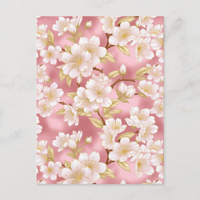 Carte Postale Chiyogami en fleurs de cerisier (Devant)