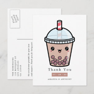 Carte Postale Chocolat Aquarelle Florale Mariage Merci