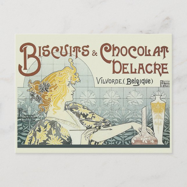 Carte Postale Chocolat Art Nouveau Femme (Devant)