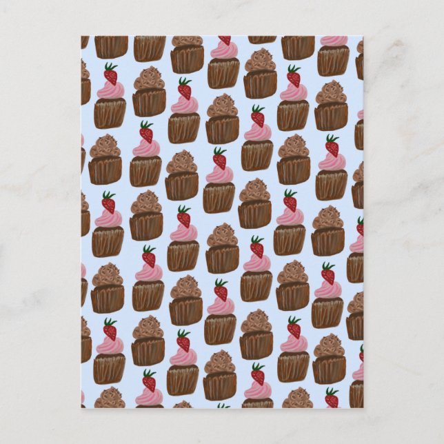 Carte Postale Chocolat Cupcakes Motif Joyeux anniversaire (Devant)