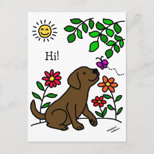 Carte Postale Chocolat Labrador et vert