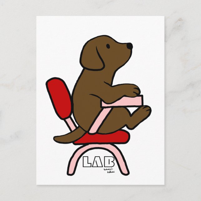 Carte Postale Chocolat Labrador Student 1 Dessin (Devant)