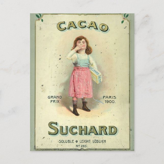 Carte Postale Chocolat victorien Kiss Girl Sucre (Devant)