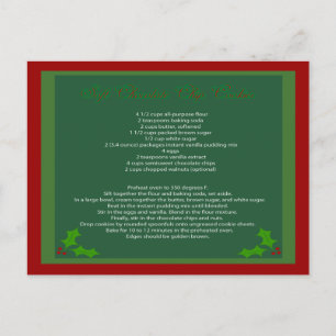 Carte Postale Chocolate Chip Cookie Recipe Postcard