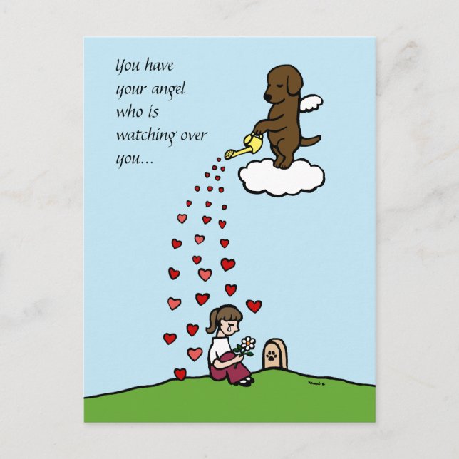 Carte Postale Chocolate labrador Angel with Love (Devant)