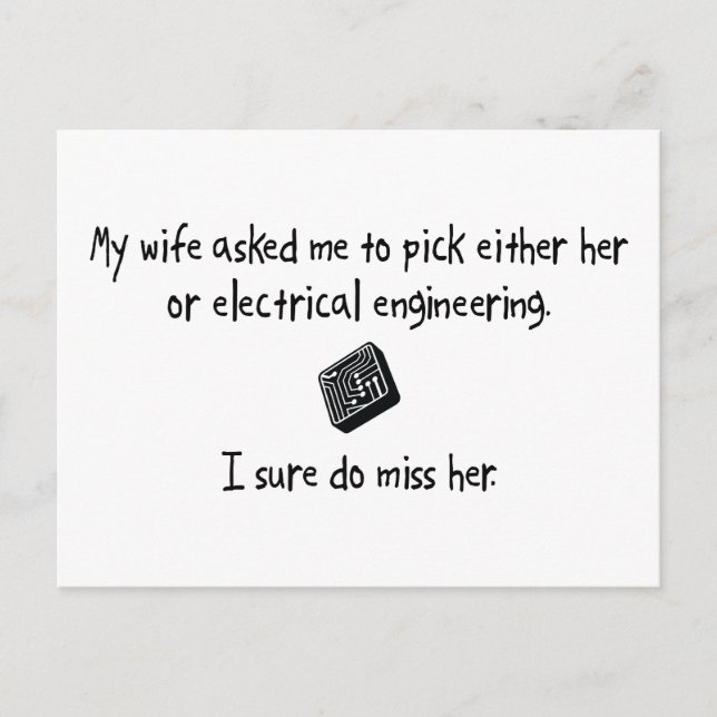 Carte Postale Choisir une femme ou l'ingénierie électrique (Devant)