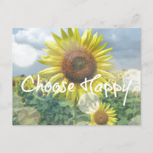 Carte Postale Choisissez une note heureuse avec des tournesols