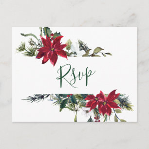 Carte Postale CHOIX DE REPAS Élégant Poinsettia Rouge Mariage RS