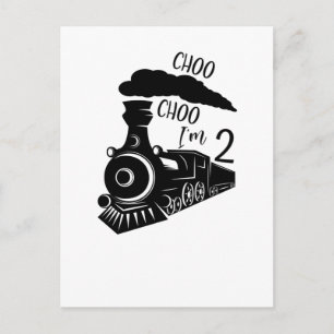 Carte Postale Choo Choo I'm 2, 2nd Birthday, Train Boy