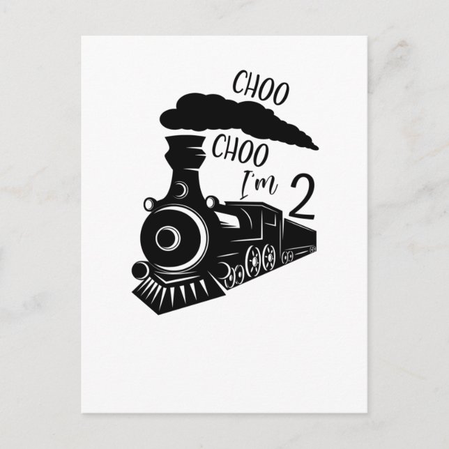 Carte Postale Choo Choo I'm 2, 2nd Birthday, Train Boy (Devant)