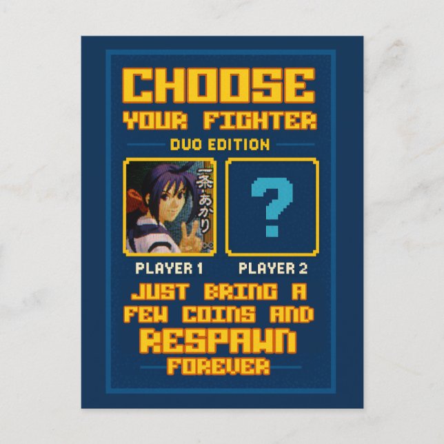 Carte Postale „Choose Your Fighter – Duo Edition“ – Retro (Devant)