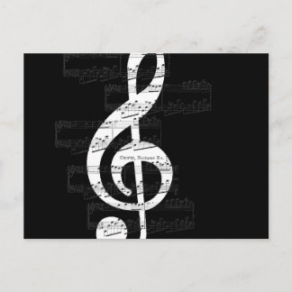 Carte Postale Chopin Nocturne Treble Cleble Music Black White