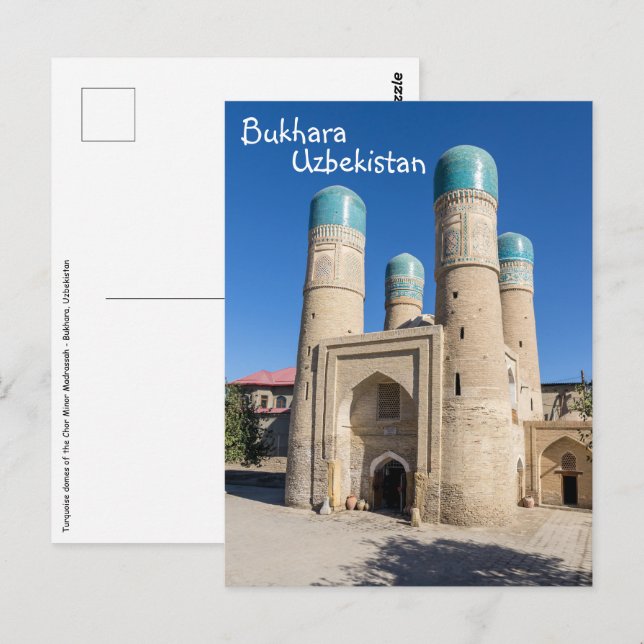 Carte Postale Chor Minor Madrassah - Bukhara, Ouzbékistan (Devant / Derrière)