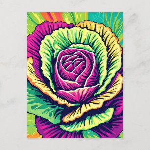 Carte Postale Chou Frisé Pop Art Vibrant