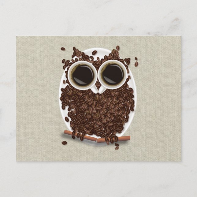 Carte Postale Chouette à café (Devant)