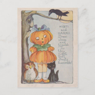 Carte Postale Chouette à tête de pompon Jack-o'-lantern Crow Cho