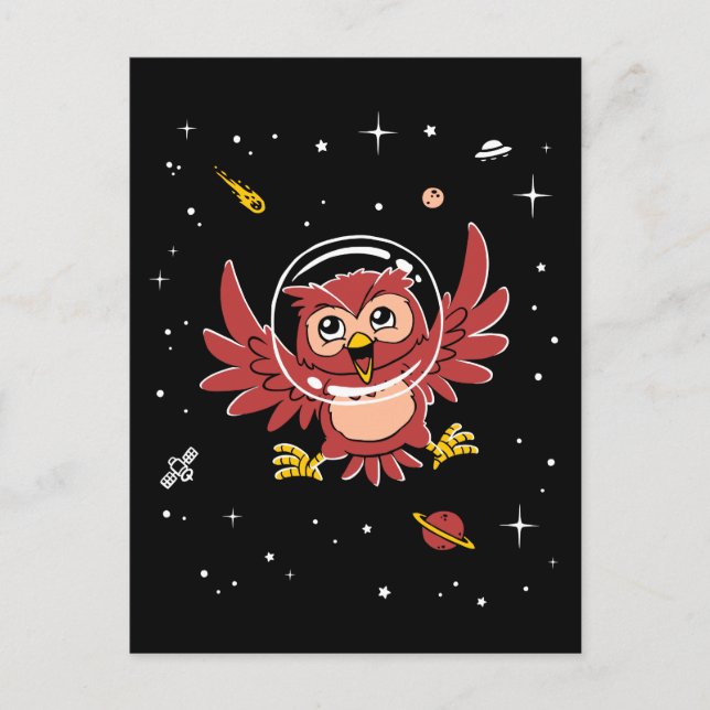 Carte Postale Chouette Animaux Dans L'Espace (Devant)