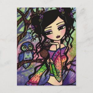 Carte Postale Chouette asiatique Berry Fée Fée Imaginaire Art Gi