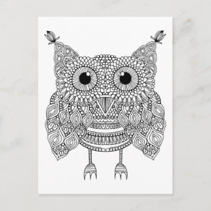 Carte Postale Chouette aux gribouilles