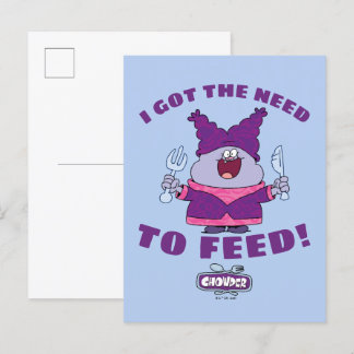 Carte Postale Chouette avec Fourche et couteau