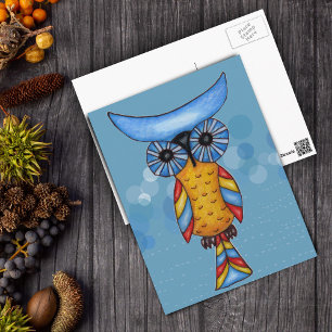 Carte postale Chouette blanche cool