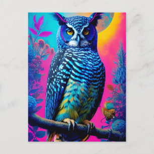 Carte Postale Chouette bleue mignonne