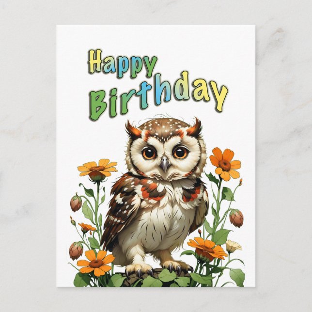 Carte Postale chouette d'anniversaire (Devant)