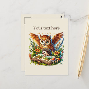 Carte Postale Chouette de lecture personnalisable