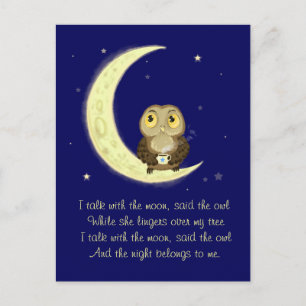 Carte Postale Chouette de lune poésie café de minuit