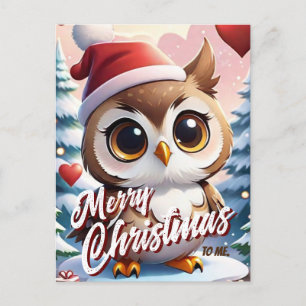 Carte Postale Chouette de Noël Joyeux Noël à moi Message