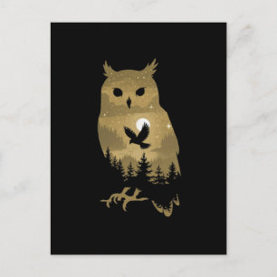 Carte Postale Chouette de nuit Silhouette