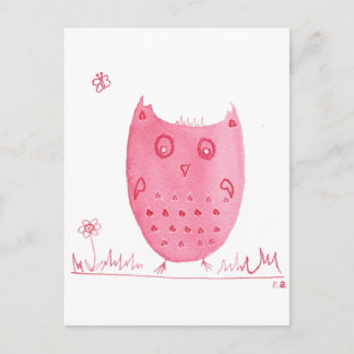 Carte Postale Chouette D'Encre Rose, Eloise La Chouette D'Encre,