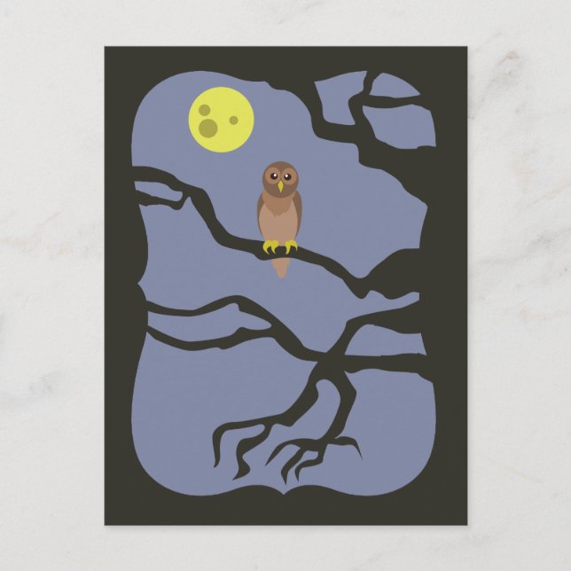 Carte Postale Chouette d'Halloween éffrayante (Devant)
