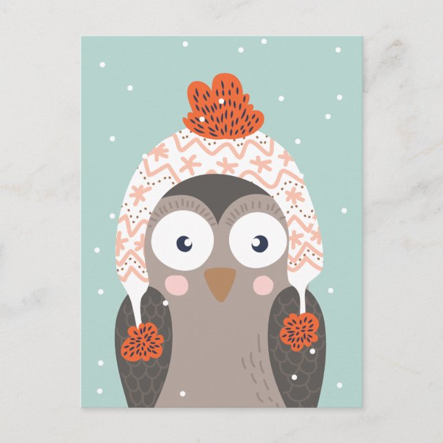 Carte postale Chouette d'hiver (Devant)