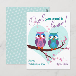 Carte Postale Chouette dont vous avez besoin est amour Cute Clas