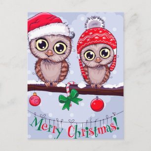 Carte Postale Chouette douce à Noël