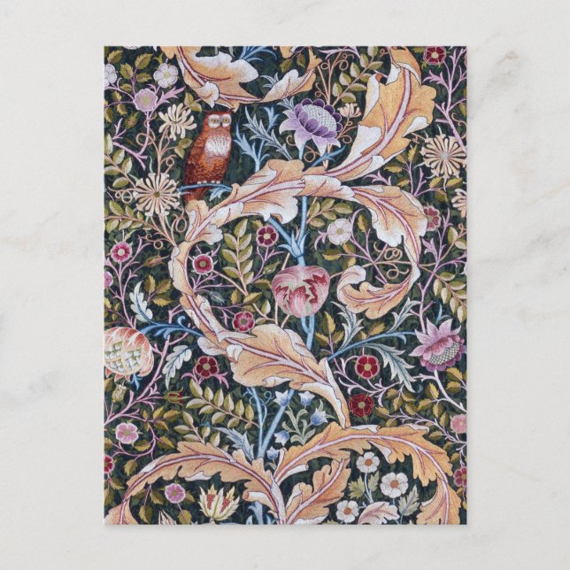 Carte Postale Chouette et fleurs, William Morris (Devant)