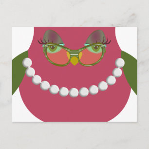Carte Postale Chouette femelle mignonne avec lunettes