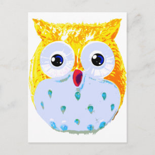Carte Postale Chouette jaune mignonne