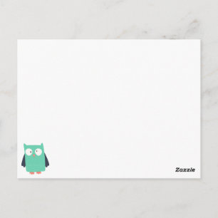 Carte Postale Chouette lunaire turquoise