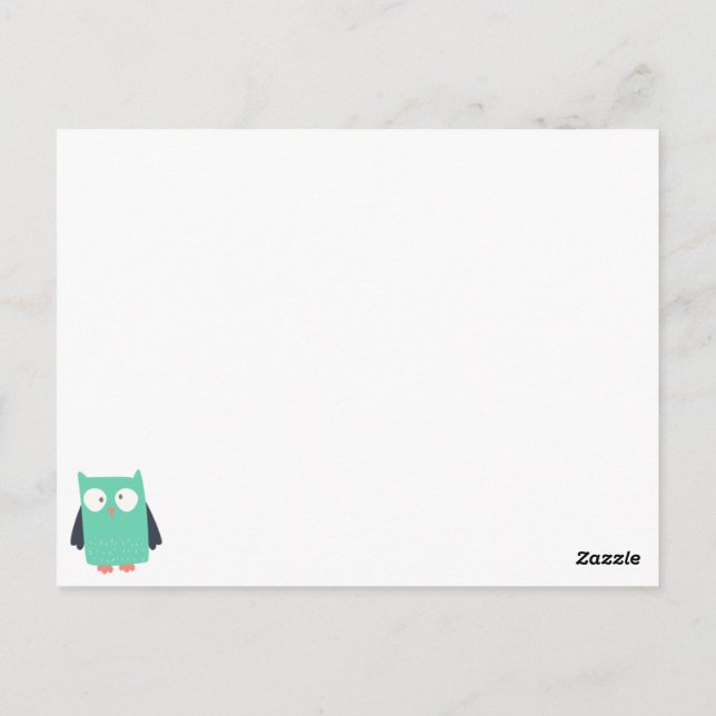 Carte Postale Chouette lunaire turquoise (Dos)