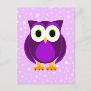 Carte Postale Chouette mignonne pourpre