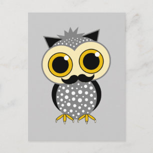 Carte Postale chouette moustache