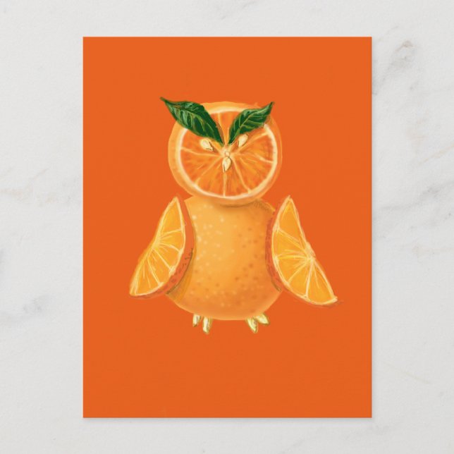 Carte Postale Chouette orange (Devant)