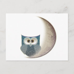 Carte Postale Chouette sur la Lune