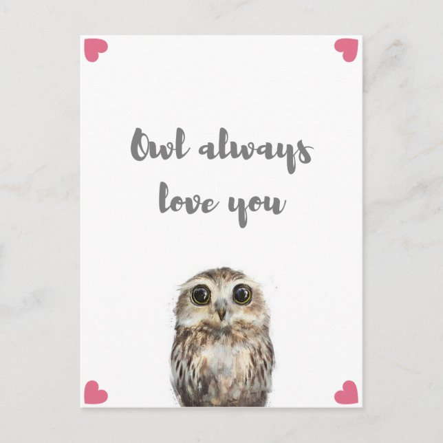 Carte Postale Chouette t'aime toujours (Devant)