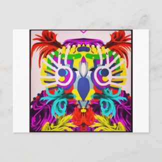Carte Postale Chouette Tribale Aux Nombreuses Couleurs