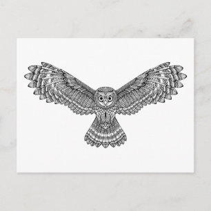 Carte Postale Chouette volante Zendoodle